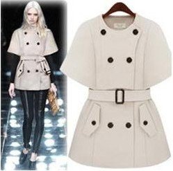 new arrival! Europe style[YZ067] female mantle short-sleeves outerwear,woolen trench, o-neck coats jackets free shipping