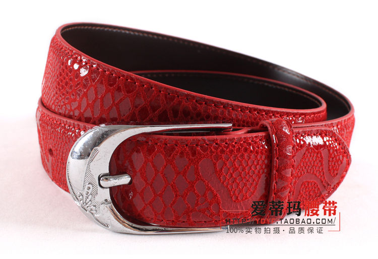 New arrival exquisite silver agings all-match serpentine pattern women's thin belt genuine leather strap female fashion