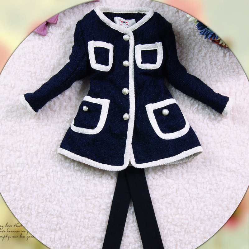 NEW arrival Fashion girls clothing overcoat child winter outerwear medium-long cotton-padded single breasted baby trench