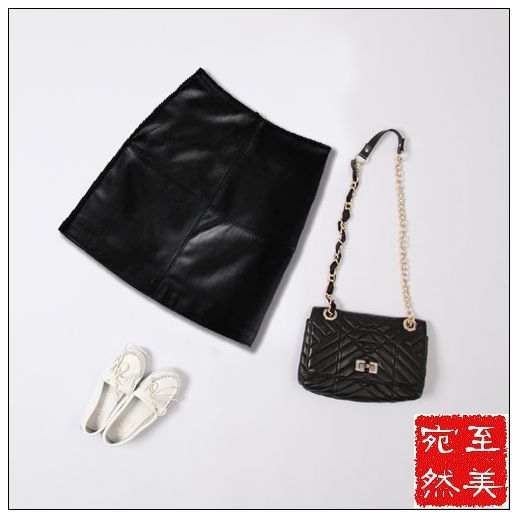 New arrival fashion high waist vintage genuine leather suede short skirt
