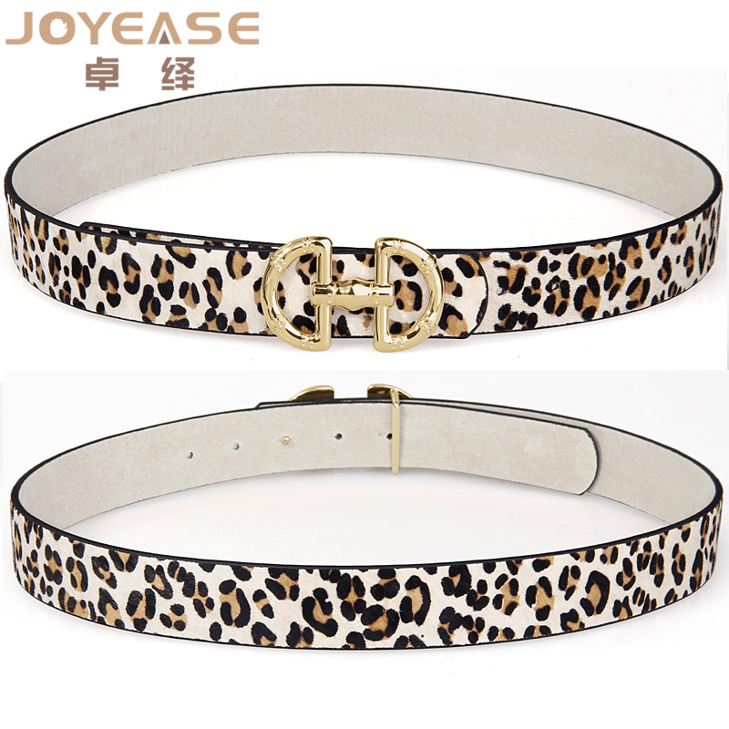 New arrival fashion leopard print horsehair women's genuine leather belt all-match women's decoration strap