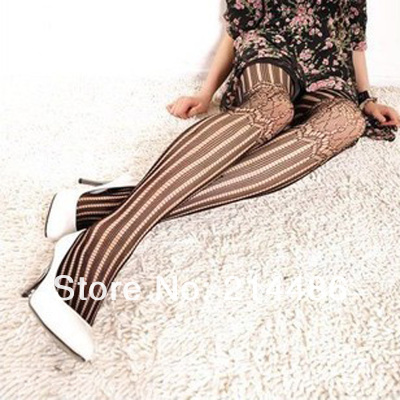 New arrival  Fashion Retro  Women Soft Stripe Tights   Sexy  Fishnet stockings  free shipping