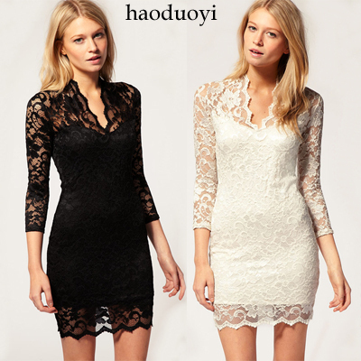 New Arrival fashion royal lace decoration slim waist sexy V-neck beautiful one-piece dress 2 Size : XS~XXL package