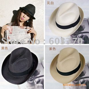 New Arrival Fedora  Straw hat with ribbon Sun hat  Beach Hat  suits for man and women