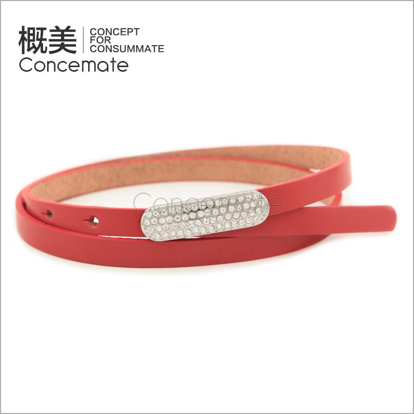 New arrival female fashion all-match genuine leather thin belt diamond decoration strap women's c236