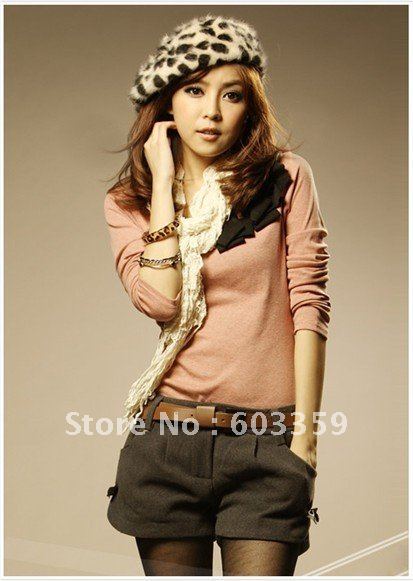 New arrival Fit stylish women slim Bow woolen shorts,leisure pants,#0725