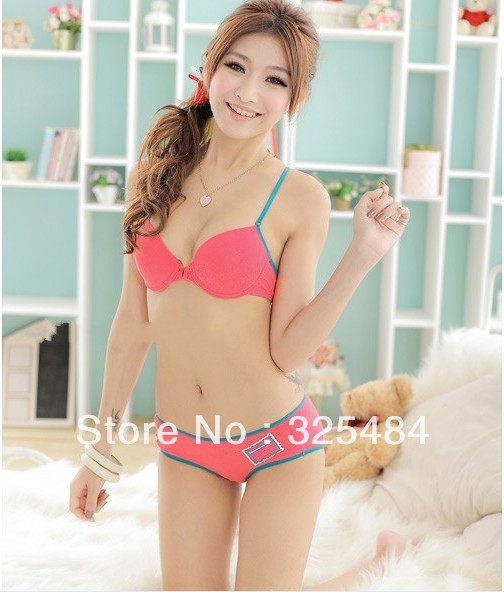 new arrival Free shipping 100% cotton thin cup front button bra set women's bra and brife set sport underwear set