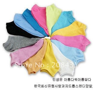[New Arrival] Free shipping  10pairs=20pcs/lot Candy colored socks mouth suck sweat sport boat socks