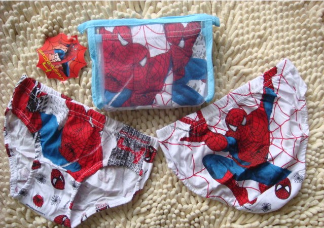 New Arrival Free Shipping 15pcs/lot 100% cotton soft cartoon baby boys/girls cartoon Spider-Man short pants baby underwear