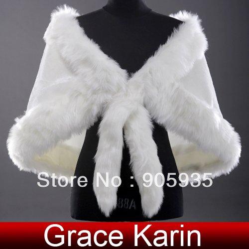 New Arrival! Free Shipping 1pc/lot GK Faux Fur Wedding Bridal Wrap Shawl Stole Tippet Jacket, ivory CL2622