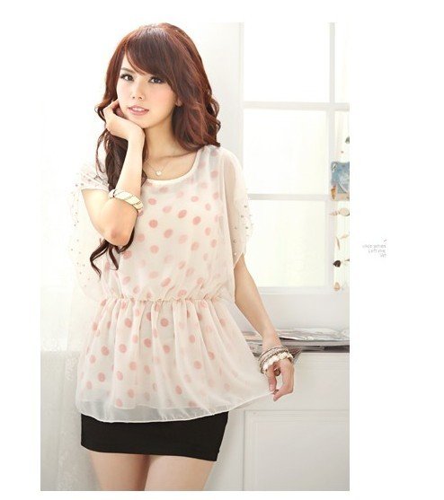 New Arrival !  Free Shipping! 2012 Fashion Style Polka Dot Womens Chiffon Blouse Ladies Clothing  139
