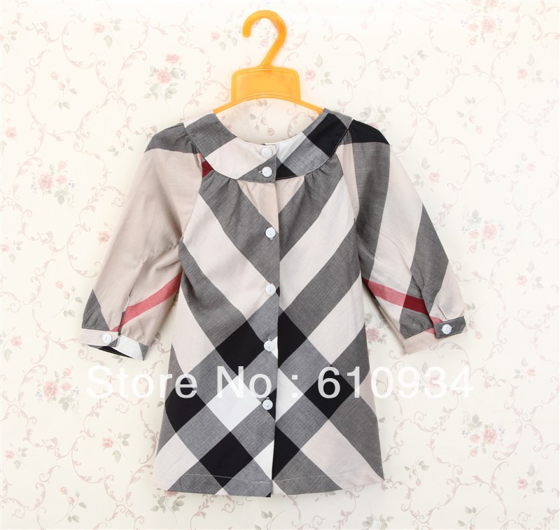 New arrival free shipping girl fashion brand shirt kid's three quarter sleeve shirt with button kid's cloth #1D112-6963