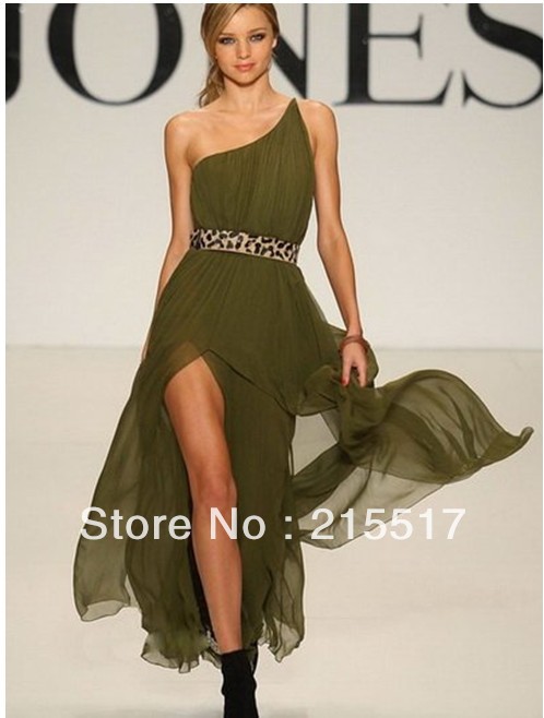 New Arrival ! Free Shipping!Green Shoulder Straps Beaded Full-Length Chiffon Custom-Made 2013 Evening Dress Celebrity dress