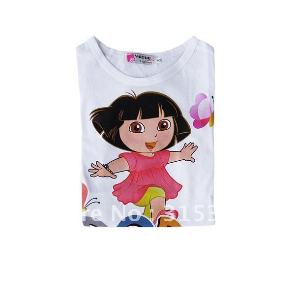 New Arrival Free Shipping little girls Dora long sleeve T-shirt TL0007W 5 pieces/set/5 sizes