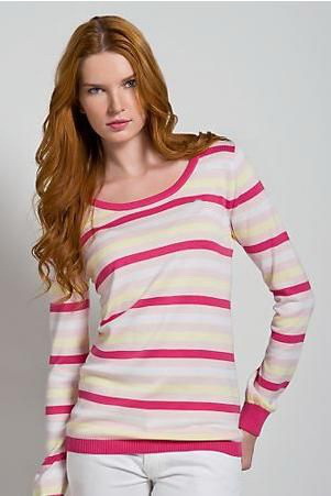 new arrival ,free shipping,long sleeve Colored stripes knitwear ,fashion coat ,big size sweater polo