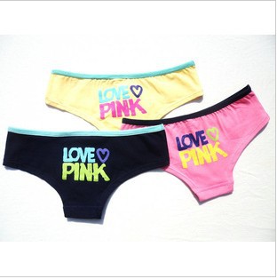New Arrival Free Shipping love pink Good Quality Pure Cotton Sexy Women's Panties 10Pcs/Lot Women Underwear 3Colors For Option