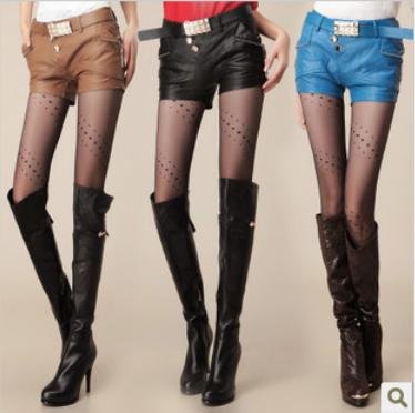 New arrival Free shipping Wholesale Korean 2012 new arrival fashion PU leather shorts women pants with belt