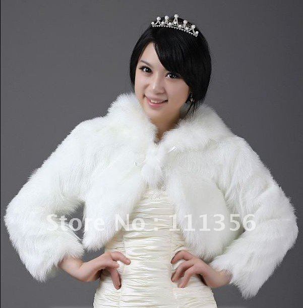 New Arrival Free Shipping -Wholesale - New design Ivory Sleeveless Faux Fur Wedding Jackets / Wraps / Bridal shawls