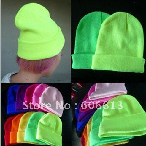 New Arrival!Funk Style Bigbang Neon knitted Cap Warm Candy Colors Fashion Beanies lady's Winter Caps 26pcs/lot Free Shipping