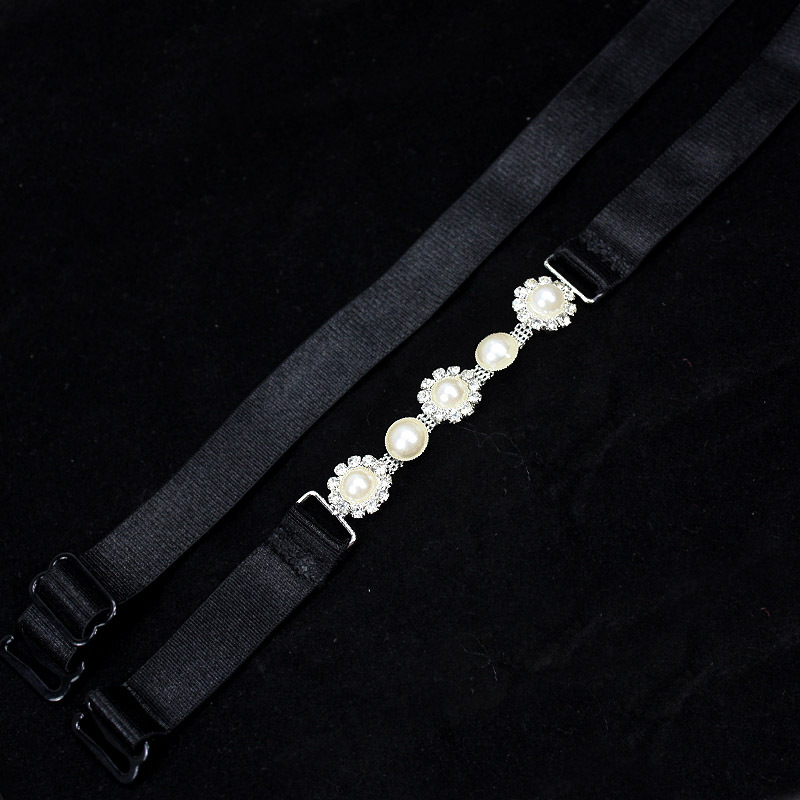 New arrival gentlewomen rhinestone pearl quality broadened double-shoulder shoulder strap adjustable bra 1.8 hook