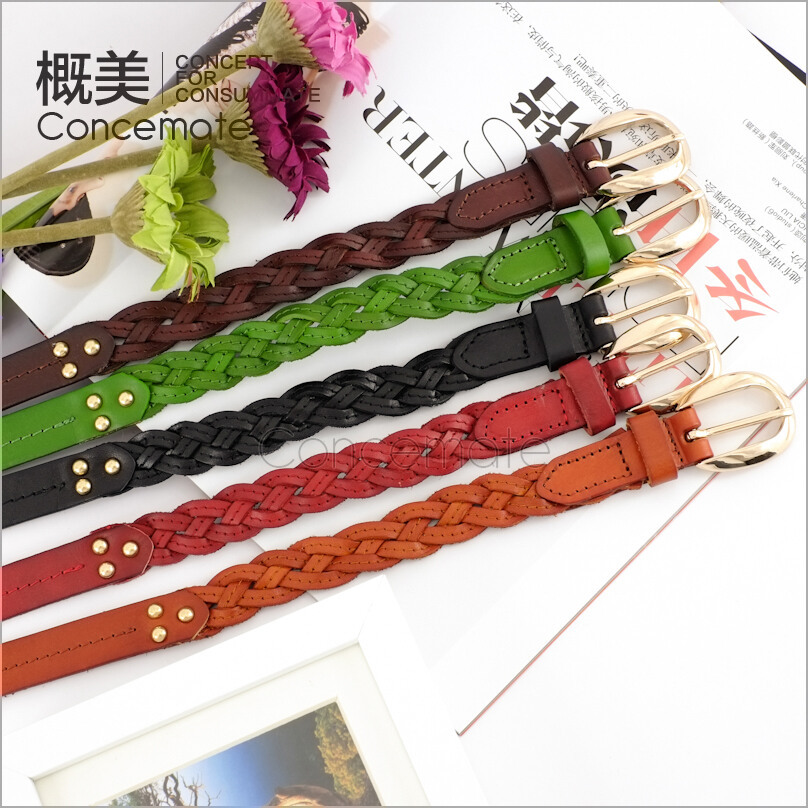 New arrival genuine leather thin belt knitted female casual strap genuine leather personalized all-match c092