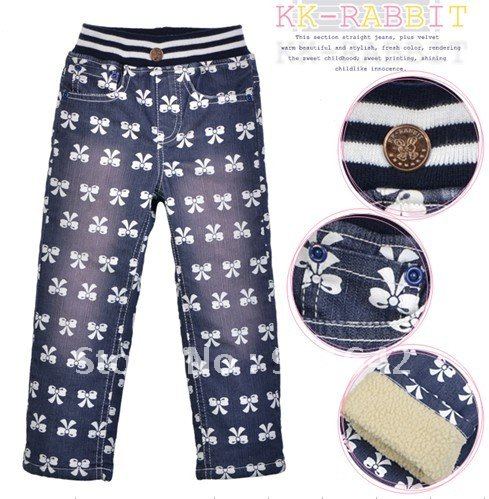 New Arrival Girl's Boy's colorful print Jeans,Girl Pants,Children Jeans 10pcs/lots 3-7Y warm style