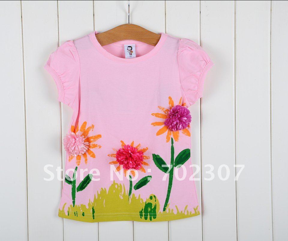 New Arrival Girl's t-shirts, Baby Clothes, Children's Tee, Children's Clothing, Kid's short-sleeved top, have 3 color h-100