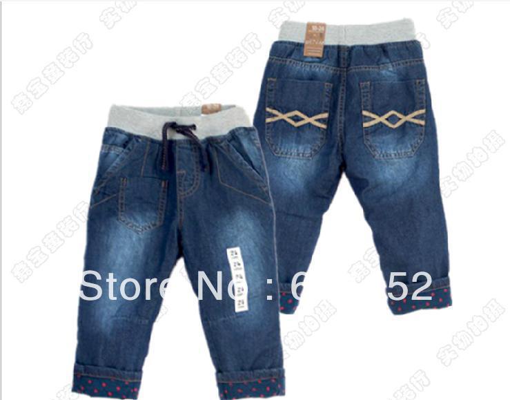 New arrival girls  washing  jeans children  jeans fashionable cotton-padded trousers High quality nice 5pcs/lot
