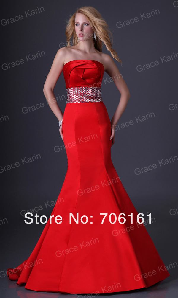 New Arrival ! GK Sexy Stock Strapless Satin Bridesmaid Party Gown Prom Ball Long  Evening Dress 8 Size CL3825