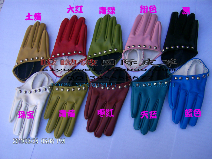 New arrival gloves rivet Women faux leather soft gloves ruslana korshunova t women's gloves