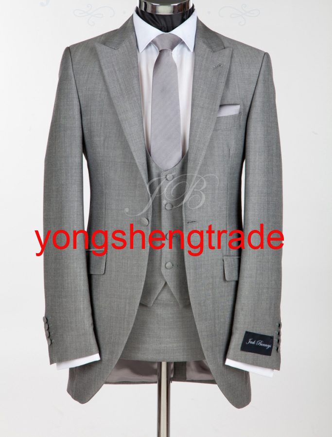 New Arrival Groom Suit Custom Made Wedding Men Suit Men Dinner Tuxedos (Jacket+Pants+Vest+Tie) Black  724