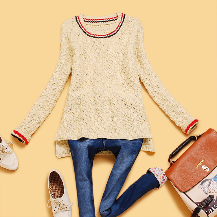 New arrival H4-4 spring women's three-dimensional pineapple irregular sweep pullover sweater