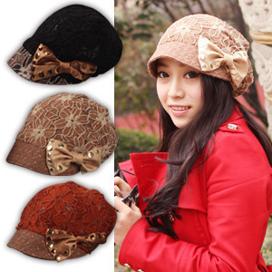 new arrival hat millinery  casual cap bow hat  lace cap