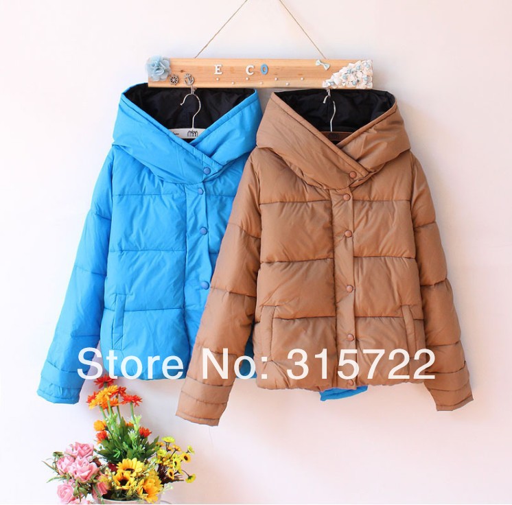 new arrival hot lady fashion padded collar buttons women winter warm hooded bud coat M,L  L-041