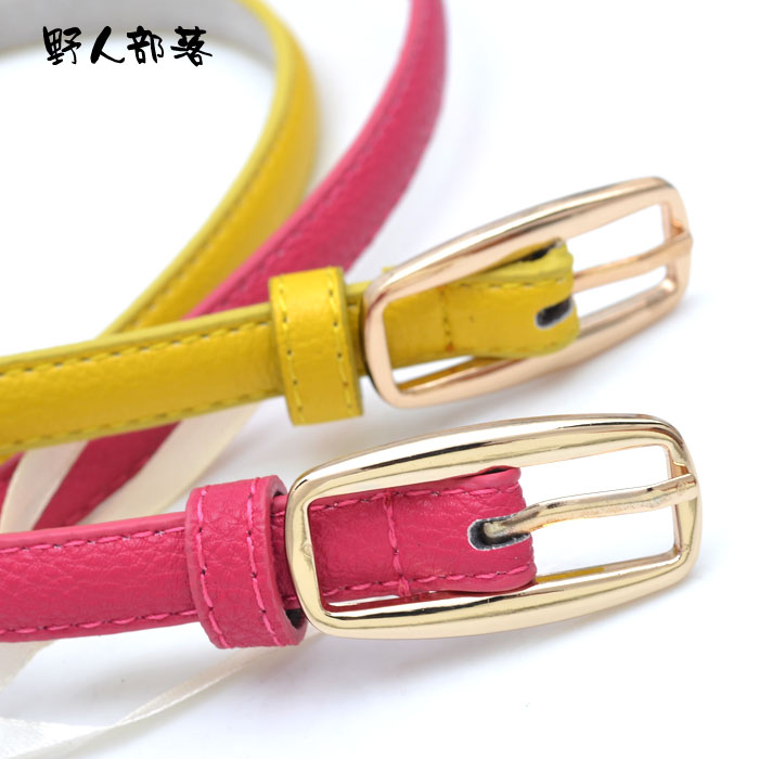 New arrival japanned leather candy women's strap fashion brief pin buckle decoration thin belt 6352 tieclasps