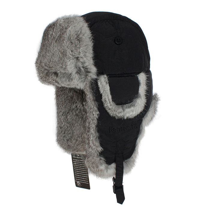 New arrival kenmont thermal plus size rabbit fur hat winter male black lei feng cap men's hat 2167