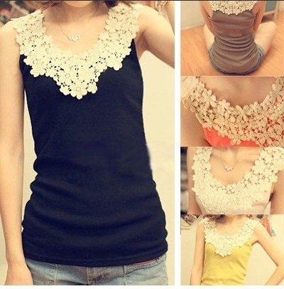 new arrival!Korea Women's Tank Top Shirt Hollow-out Vest Waistcoat Camisole Pierced lace tank tops free shopping