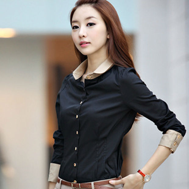 new arrival korean  hot sale 2013 spring Women's Blouses OL outfit slim long-sleeve  turn-down collar shirts WYL5130