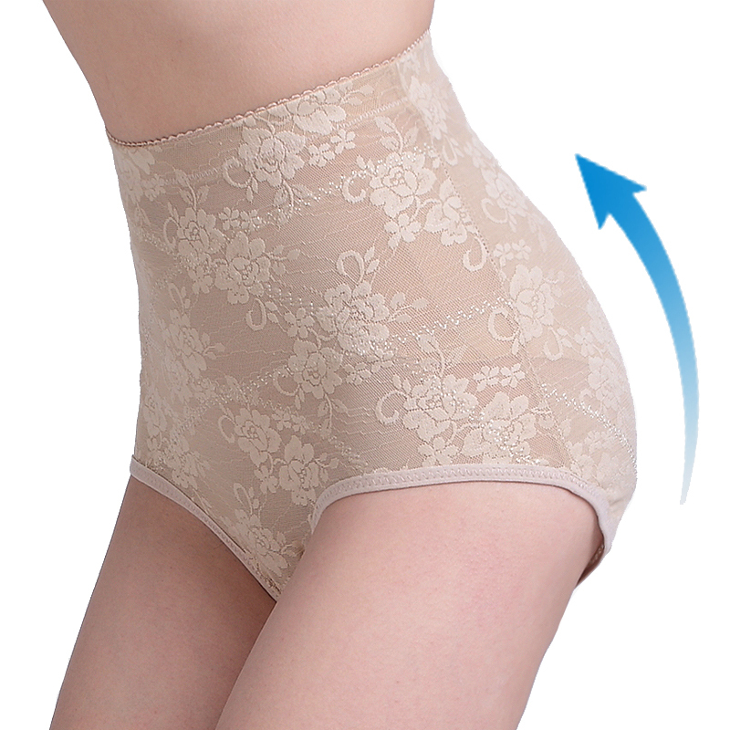 New arrival lace jacquard breathable slender waist butt-lifting beauty care mid waist body shaping briefs