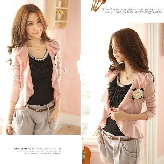 New arrival ladies casual long sleeve wave slim jacket coat Women's fashion slim Suit outerwear free shipping