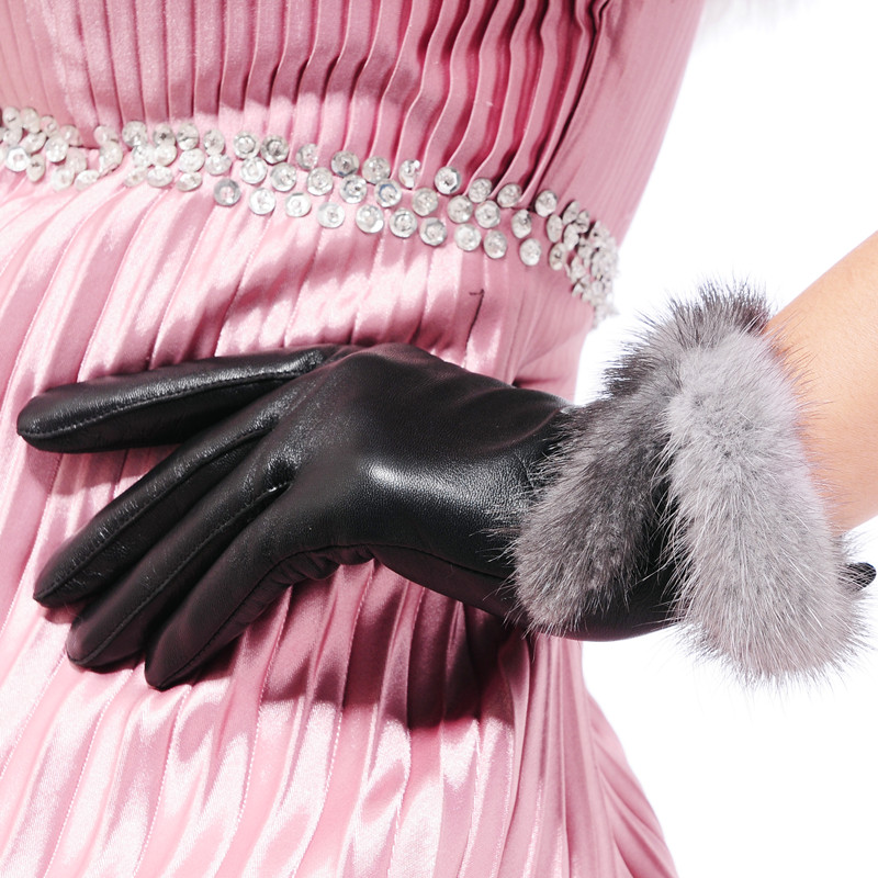 New arrival lambdoid women's mink sheepskin gloves female thin genuine leather sheepskin genuine leather gloves