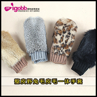 new arrival  leather rabbit fur gloves hot sell oem
