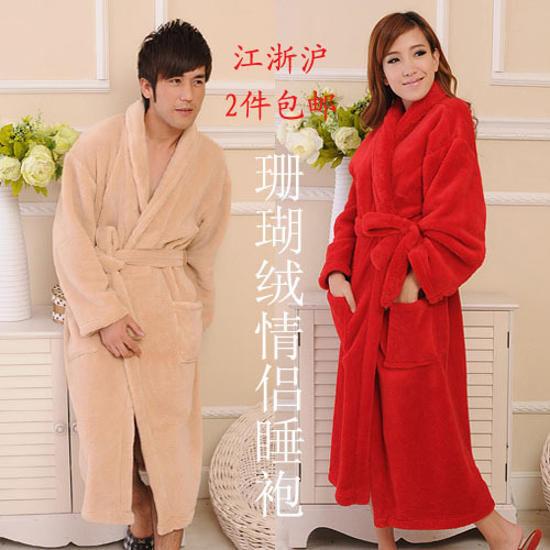 New arrival lovers male Women coral fleece sleepwear robe coral fleece bathrobe bathrobes thick