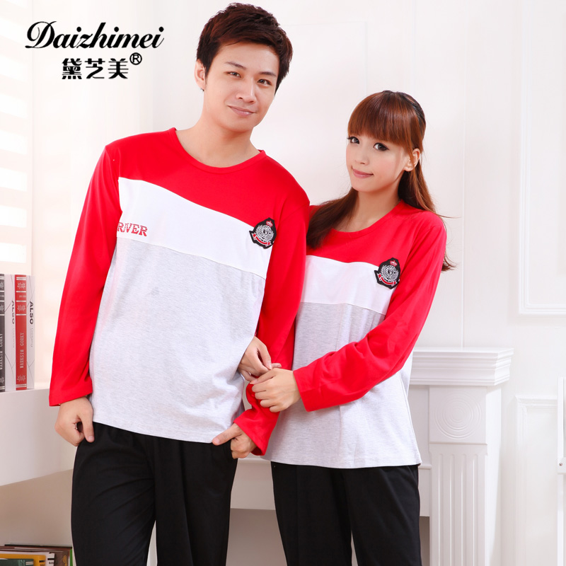 New arrival lovers sleepwear female spring and autumn knitted cotton at home service long-sleeve twinset lounge 08