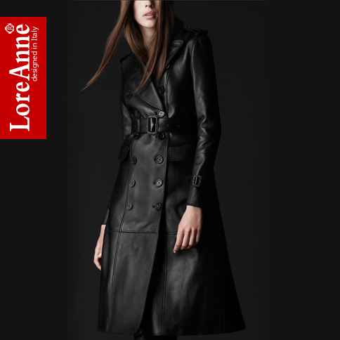 New Arrival Luxury PU Leather Long Jacket Fashion pu overcoat Autumn/ Winter Women Cothing Free Shipping