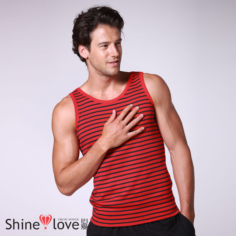 New arrival male lounge top summer stripe sleeveless sleepwear sn81121