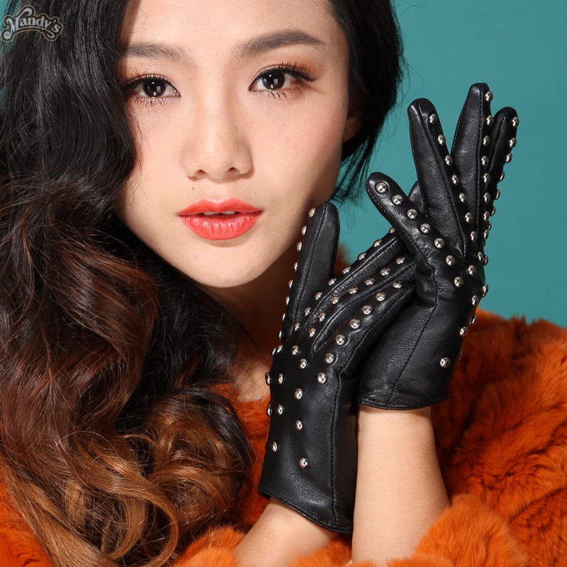 New arrival mantianxing autumn and winter women's fashion sheepskin genuine leather gloves a18021