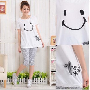 New arrival maternity clothing summer smiley maternity top plus size loose short-sleeve T-shirt Maternity tops