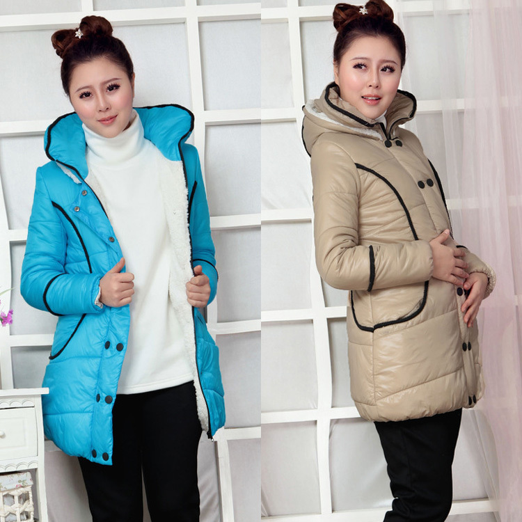 New arrival maternity cotton-padded jacket winter fashion candy color thickening of cotton fleece thermal cotton-padded jacket