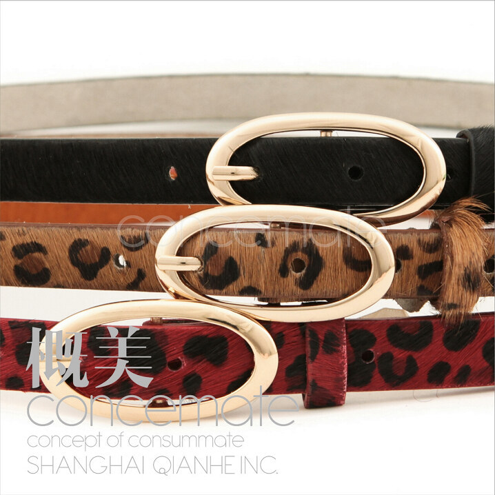 New arrival natural horse hair belt genuine leather thin belt women's fashion leopard print strap female c075